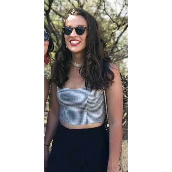 House of Campbell Andie Bustier Houndstooth Top SZ 8 - Picture 9 of 10